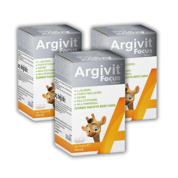 Argivit Focus 90 Tablets (3 x 30) | L-Arginine 500 mg, Phosphatidylserine 100 mg, Multivitamin & Mineral Supplement | Ages 11+
