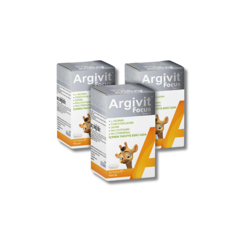 Argivit Focus 90 Tablets (3 x 30) | L-Arginine 500 mg, Phosphatidylserine 100 mg, Multivitamin & Mineral Supplement | Ages 11+