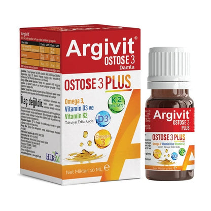 Argivit Ostose 3 Plus – Omega-3, D3 ve K2 Vitaminli Takviye Edici Gıda (Yetişkin ve Çocuklar İçin)