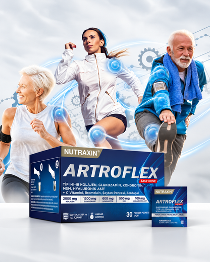 Nutraxin Artroflex Easy Move 30 Sachets – Glucosamine, Chondroitin, Type 1-2-3 Collagen, MSM and Vitamin C
