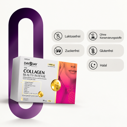 Day2Day The Collagen Beauty Intense Pineapple 30 Sachets – 10,000 mg Type 1 and Type 3 Collagen | Halal