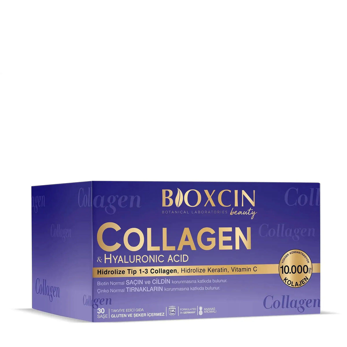 Bioxcin Beauty Kollagen-Pulver, 30 Sachets – 10.000 mg hydrolysiertes Kollagen Typ I und III, Ananas-Geschmack 