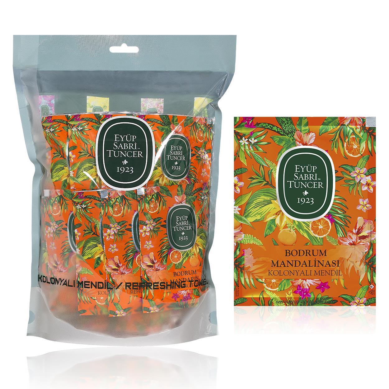 Eyüp Sabri Tuncer Bodrum Mandarin Scented Wipes, 50 Pieces (Large Size) 