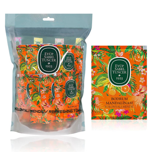 Eyüp Sabri Tuncer Bodrum Mandarin Scented Wipes, 50 Pieces (Large Size) 