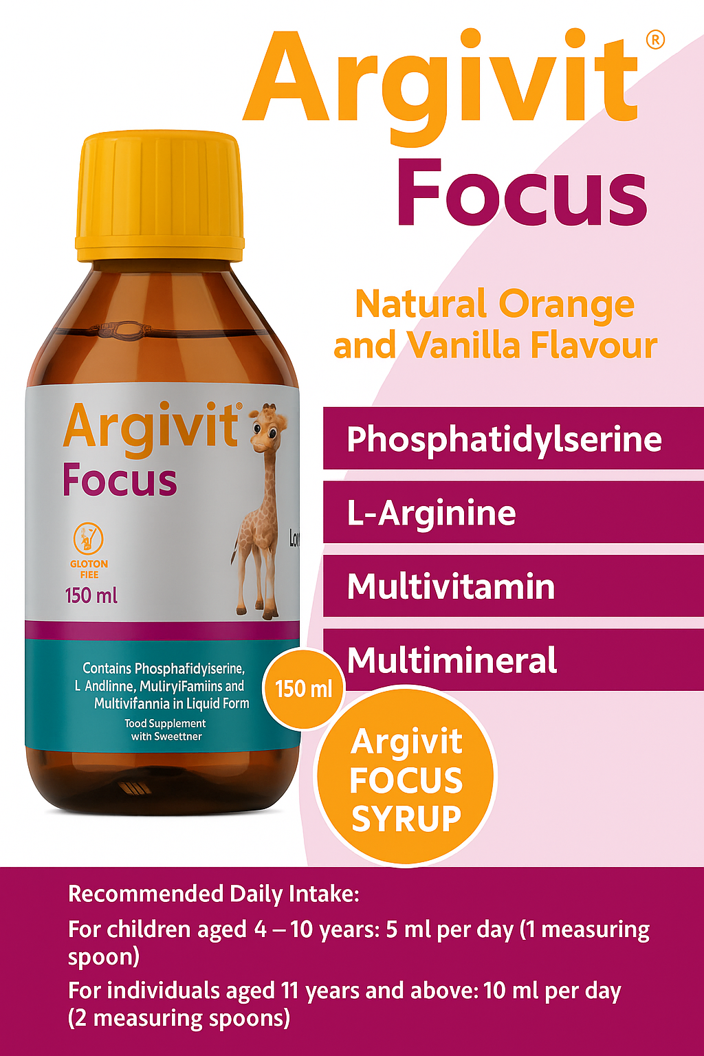 Argivit Focus Çocuklar için Multivitamin 150 ml (Gelişim Şurubu)