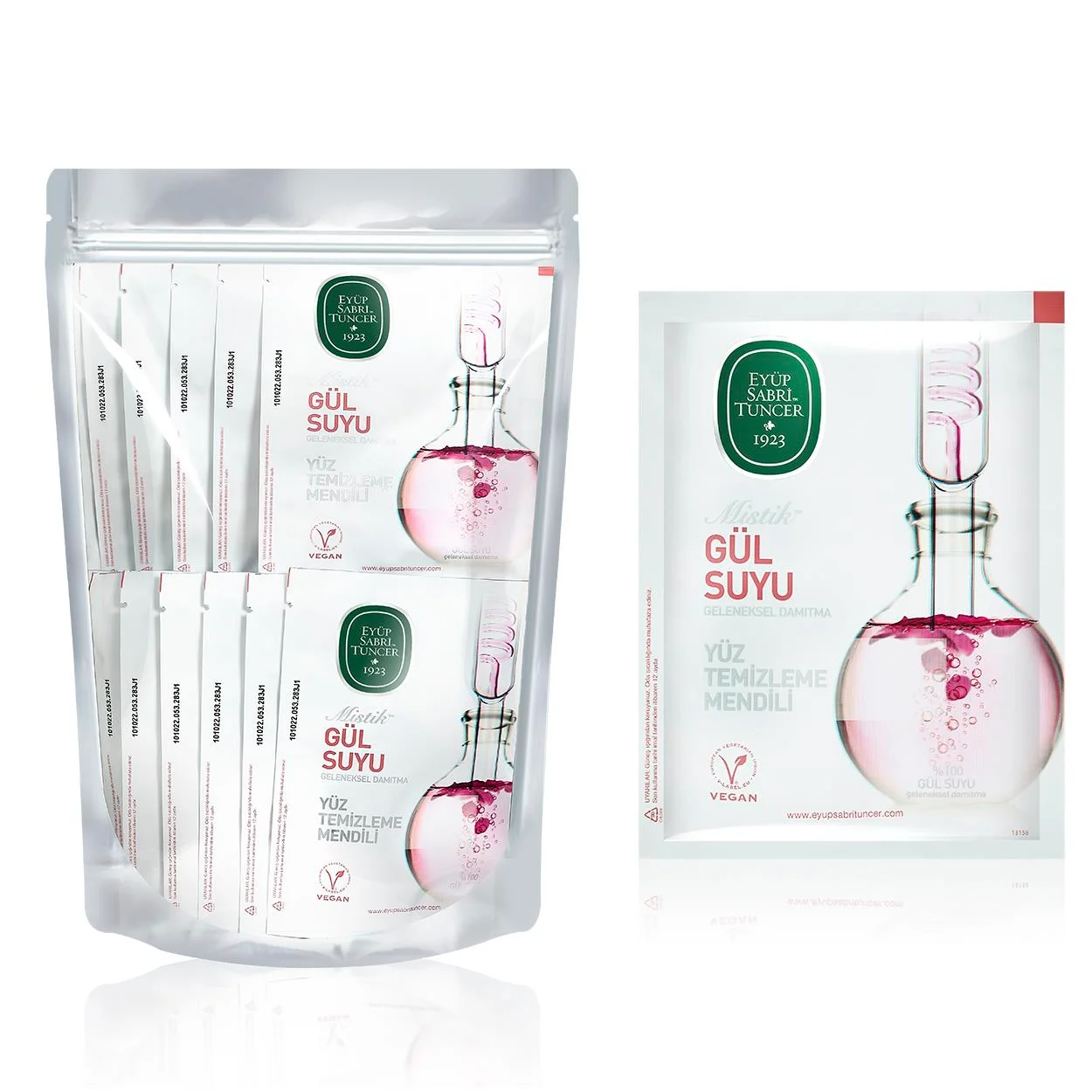 Eyüp Sabri Tuncer Mystic Rose Water Facial Cleansing Wipes, Pack of 30 (Large Size) 