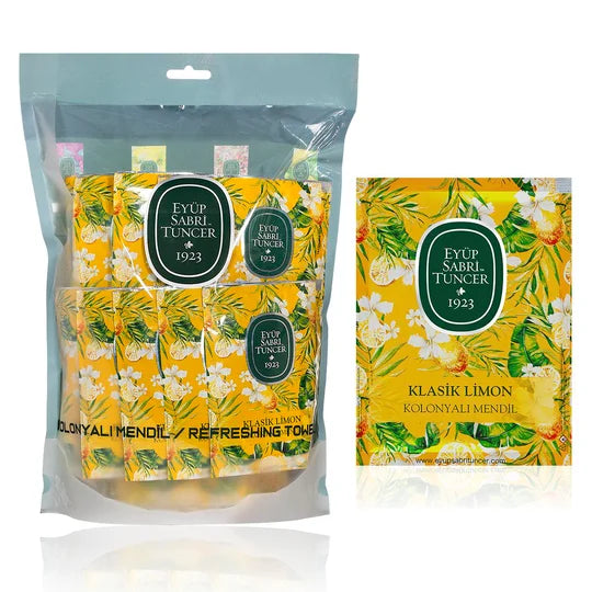 Eyüp Sabri Tuncer Classic Lemon Scented Wipes, 50 Pieces (Large Size) 