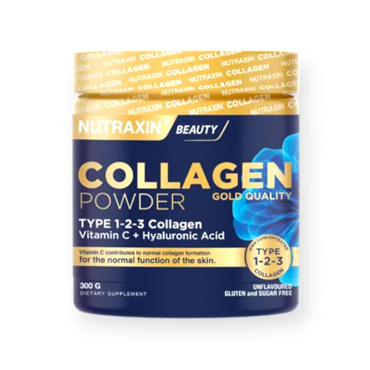 Nutraxin Hydrolyzed Type 1-2-3 Collagen Powder 300 g | With Vitamin C, Hyaluronic Acid and Halal Certified