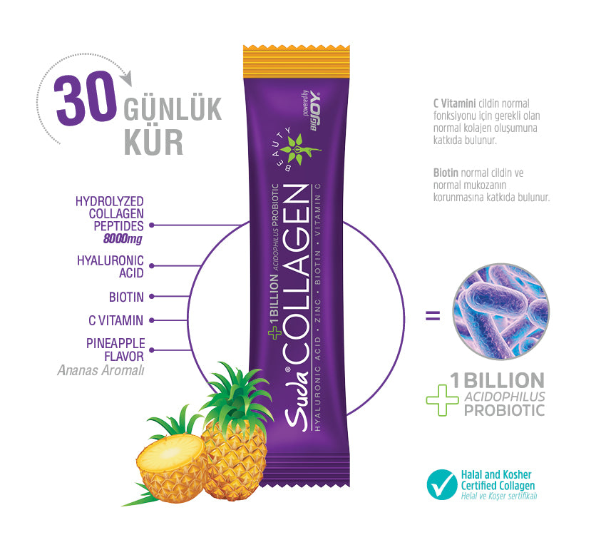 Suda Collagen+Probiyotik Ananas Aromalı 30 Şase x 10g